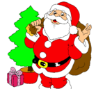 Dibujo Santa Claus y un árbol de navidad pintado por fashion