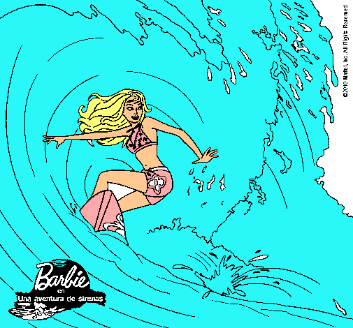 Barbie practicando surf