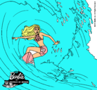 Dibujo Barbie practicando surf pintado por naheli