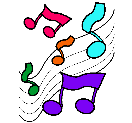 Dibujo Notas en la escala musical pintado por valeri