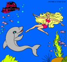 Dibujo Barbie jugando con un delfín pintado por ximena