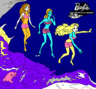 Dibujo Barbie y sus amigas en la playa pintado por camichica