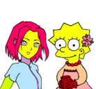 Dibujo Sakura y Lisa pintado por ELINE