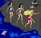 Dibujo Barbie y sus amigas en la playa pintado por Ayanay