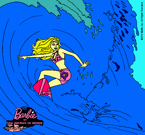 Barbie practicando surf