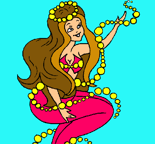 Dibujo Sirena entre burbujas pintado por Garbi