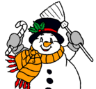 Dibujo Muñeco de nieve con bufanda pintado por estarlin