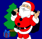 Dibujo Santa Claus y un árbol de navidad pintado por ferran