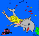 Dibujo Barbie y delfín pintado por aram