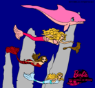 Dibujo Barbie nadando con sirenas pintado por cristinaguapa