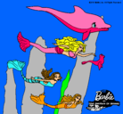 Dibujo Barbie nadando con sirenas pintado por giza