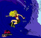 Dibujo Barbie practicando surf pintado por lseron