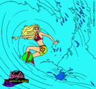 Dibujo Barbie practicando surf pintado por nati87