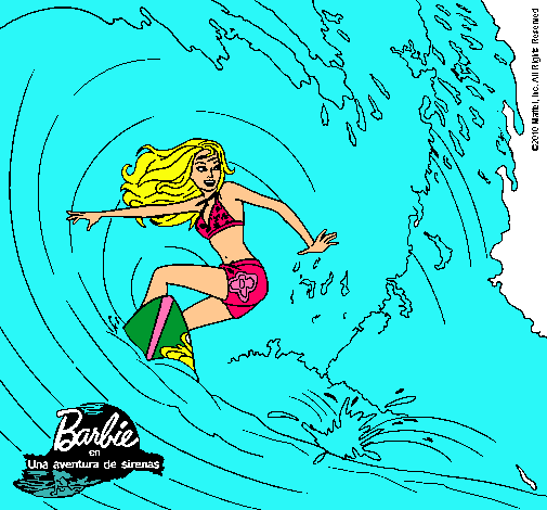 Barbie practicando surf