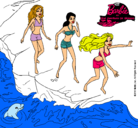 Dibujo Barbie y sus amigas en la playa pintado por nerea87