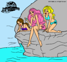 Dibujo Barbie y sus amigas sentadas pintado por merliasamer