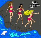 Dibujo Barbie y sus amigas en la playa pintado por ayanai