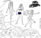 Dibujo Barbie y sus amigas en la playa pintado por dianita