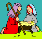 Dibujo Adoran al niño Jesús pintado por carlos