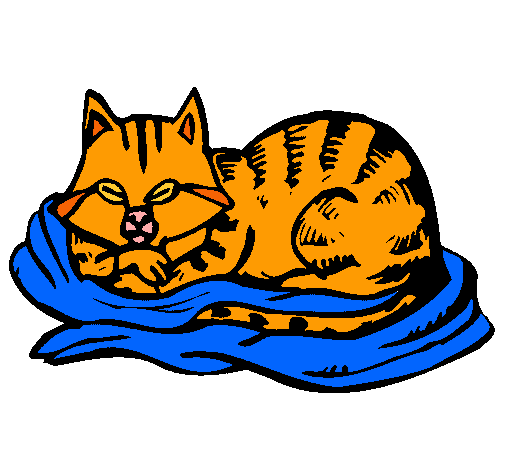 Dibujo Gato en su cama pintado por Camprokera