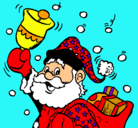 Dibujo Santa Claus y su campana pintado por viegito