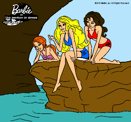 Dibujo Barbie y sus amigas sentadas pintado por Anii