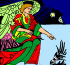 Dibujo Ángel del pesebre pintado por cuki