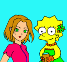 Dibujo Sakura y Lisa pintado por popis