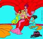 Dibujo Barbie princesa sirena pintado por sirenas