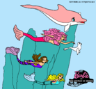 Dibujo Barbie nadando con sirenas pintado por merliasamer
