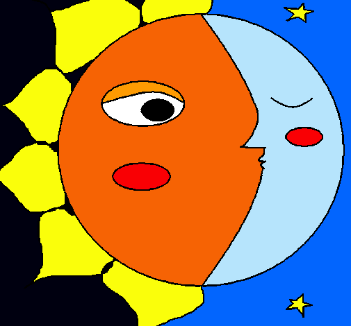 Dibujo Sol y luna 3 pintado por perri