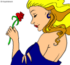Dibujo Princesa con una rosa pintado por antonela