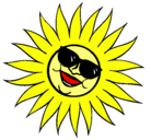 Dibujo Sol con gafas de sol pintado por Edson
