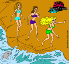 Dibujo Barbie y sus amigas en la playa pintado por chela