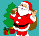 Dibujo Santa Claus y un árbol de navidad pintado por yulian