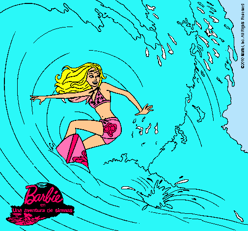 Dibujo Barbie practicando surf pintado por domi