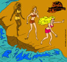 Dibujo Barbie y sus amigas en la playa pintado por DeNySuKa