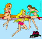 Dibujo Barbie y sus amigas pintado por dayana