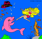 Dibujo Barbie jugando con un delfín pintado por lisa