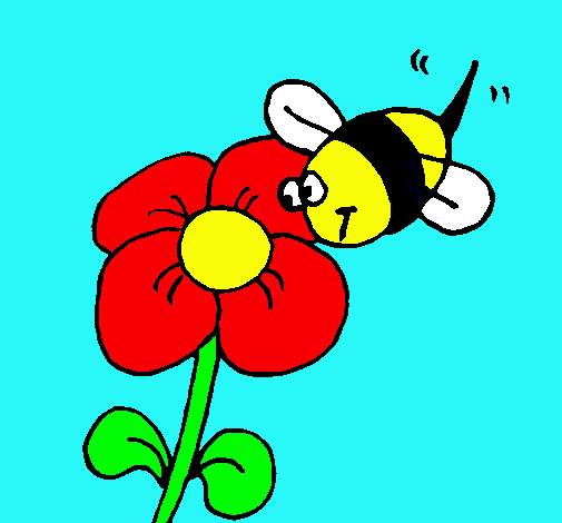 Abeja y flor