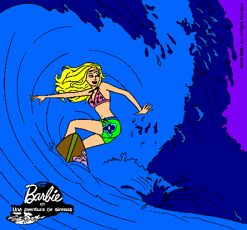 Barbie practicando surf