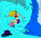 Dibujo Barbie practicando surf pintado por lina