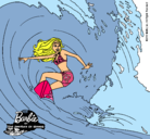 Dibujo Barbie practicando surf pintado por daly