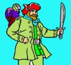 Dibujo Pirata con un loro pintado por ainoabarba