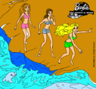 Dibujo Barbie y sus amigas en la playa pintado por sofitalais
