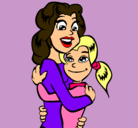 Dibujo Madre e hija abrazadas pintado por Happy