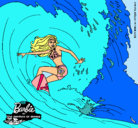 Dibujo Barbie practicando surf pintado por yarah