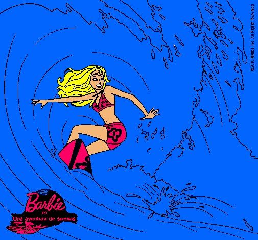 Barbie practicando surf