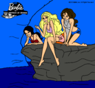 Dibujo Barbie y sus amigas sentadas pintado por andymariposa