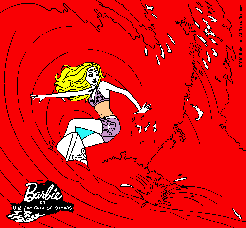 Barbie practicando surf